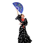 GALPADA Blue Handheld Chinese Dance Fan with Smooth Hinge and Easy Opening Martial Arts Fan Plastic for Performance and Decoration for Festival and Tai Chi Practice