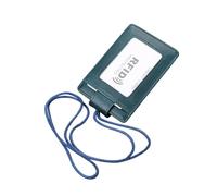 GALPADA Blue Leather RFID Hanging Neck Document Holder Lanyard for Boarding Pass Officer Id Exhibition Certificate Lightweight Easy to Carry Travel Organizer for Cards and Badges