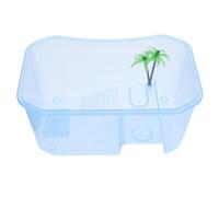 GALPADA Blue Mini Turtle Tank Reptile Pet Box with Perching Platform for Amphibious Tortoise and Frog Habitat, Suitable for Small Turtles and Pet Keeping