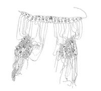 GALPADA Body Jewelry for Women Rhinestone Tassel Necklace Tassel Necklace for Women Rhinestone Body Chain Chain Jewelry Neck Chest Clavicle Silver
