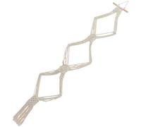 GALPADA Bohemia Style 3-layer Hat Organizer Rack Hanging Cap Holder with Delicate Woven Macrame Texture Cotton Rope and Wood Wall Hanging Decor for Hat Display