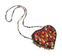 GALPADA Bohemian Coconut Shell Crossbody Bag with Beaded Ethnic Design Small Wallet Purse for Women Rustic Texture Shoulder Bag for Parties and Festivals Convenient Crossbody Sling for
