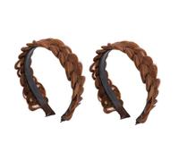 GALPADA Braided Wig Headband 2pcs, Natural Fishtail Braid Hairbands with Teeth Non-slip Design, Wide Hair Accessories for Women and Teen Girls Daily Wear and Outdoor Use