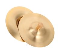 GALPADA Brass Finger Cymbals with Handle Mini Handheld Percussion Instrument for Dance Party Performance S Musical Practice Prop for Belly Dancing and Orff Education
