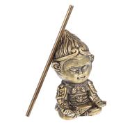 GALPADA Brass Sun Wukong Figure Chinese Monkey King Statue Retro Decorative Ornament for Tea Table Home Office Vintage Style Creative Monkey Man Figurine