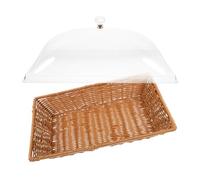 GALPADA Bread Basket with Lid Woven Baskets Lightweight Acrylic Food Tray for Kitchens and Restaurants with Protective Cover