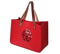 GALPADA Bridal Bags for Wedding Day Elegant Red Felt Tote Bag with Handles for Bridesmaid and Bride Keepsake Storage for Small Items, for Engagement Parties and Celebrations