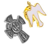 GALPADA Brooch Pins Featuring and Cross Shapes for Women Zinc Alloy 2pcs Decorative Lapel Pins with Spiritual Strength and Symbolising Blessings and, for Holidays