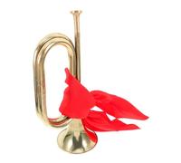 GALPADA Bugle Call Trumpet Brass Military Style Beginners Musical Instrument with Mouthpiece and Red Scarf for School Band and Marching Use