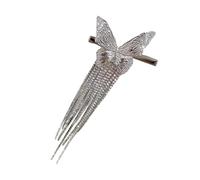 GALPADA Butterfly Rhinestone Tassel Hair Clips Silver Butterfly Hairpins Decorative Side Bangs Duckbill Clips for Women Girls Party Daily Hair Accessories