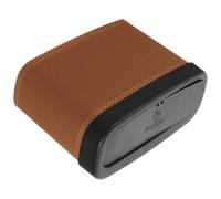 GALPADA Car Trash Can Vehicle Trash Bin with Lid Brown Abs and Artificial Leather Space Saving Practical Car Door Hanging Storage Bin Accessories