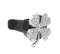GALPADA Car Vent Clip Aromatherapy Accessory with Silver Four-Leaf Clover Bling Design, Crystal Decorated Air Outlet Perfume Clip for Women’S Car Interior Decoration
