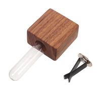 GALPADA Car Vent Clip Flower Holder with Cylindrical Glass Vase and Wood Material, Easy-to-attach Design for Car Air Outlet and Dashboard Decoration, Suitable for Aromatic Diffusers