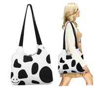 GALPADA Casual Canvas Tote Bag with Cow Smile Face Pattern Large Grocery Shoulder Bag for Women Reusable Shopping Handbag with Inner Pocket and Magnetic Snap for Work Beach Yoga Fitness