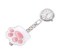 GALPADA Cat Paw Pocket Watch Cartoon Chest Watch Nursing Fob Clip for Nurses and Doctors Luminous Dial Retractable Chain