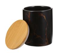 GALPADA Ceramic Can Marble Grain with Bamboo Sealing Cover Reusable Airtight High-end Kitchen Storage Container for Beans and Dried Fruits Preservation