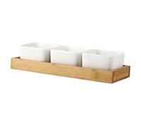 GALPADA Ceramic Divided Snack Tray Small Sectioned Plates White Porcelain Serving Platters for Kitchen and Party 3pcs Set