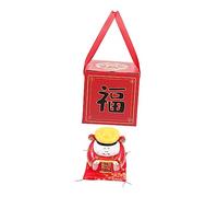 GALPADA Ceramic God of Wealth Piggy Bank Red Coin Saving Box Desktop Decoration Flat Base Household Money Jar for Childrens Pocket Money Storage and Home Ornament