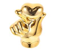 GALPADA Ceramic Hand Gesture Sculpture with Heart Design Modern Tabletop Decor Ornament Artistic Love Figurine for Living Craftwork Housewarming Gold Finish
