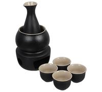 GALPADA Ceramic Japanese Sake Serving Flagon and Cups Vintage Porcelain Hot Sake Set with Stove Traditional Japanese-style Wine Warmer for Home End Table Decoration