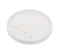 GALPADA Ceramic Jewelry Dish Trinket Tray and Dessert Plate White round 20cm with Gold Display Rim, Easy to Clean, Stain-resistant for Jewelry Display and Western Dessert Serving