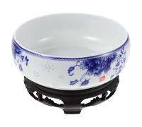 GALPADA Ceramic Lotus Bowl Pot Hydroponic Planter with Plastic Base Elegant Design Low-maintenance Gardening Optimized for Growth for Pothos and Money Grass Home Use