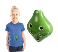 GALPADA Ceramic Ocarina Instrument Shaped like A Strawberry in Green with 6-hole Design and Short Mouthpiece, Easy to Learn and Friendly to Beginners Comes with Lanyard and Music Score