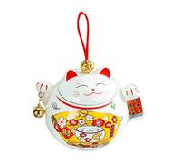 GALPADA Ceramic Tea Leaf Storage Canister with Airtight Seal Fortune Cat Design Food Storage Jar for Home Office Tea House Moisture Kitchen Canister Gift