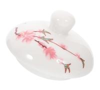 GALPADA Ceramic Teapot Lid Replacement with Peach Blossom Design Decorative and Cover for Tea Kettle and Teacup Leak-Resistant Accessory Preventing Spills and Dust Practical Gift for Tea