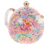 GALPADA Ceramic Teapot with Enamel Floral Pattern, Small Handmade Porcelain Tea Pot for Loose Leaf Brewing, Portable Home Teaware for Gongfu Tea and Tearoom Use