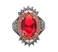GALPADA Chic Women Ring with Large Synthetic Gemstone, Copper Material, Retro Style Statement Finger Ring and Different Occasions, Fashionable and Easy to Match Apparel
