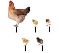 GALPADA Chicken with Double-sided Pattern Stakes 5pcs Acrylic Garden Weather Resistant Realistic Chicken and Chick Ornaments Lawn Decoration for Patio and Flower Pot for Outdoor Garden
