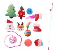 GALPADA Christmas Cat Teaser Stick Toys 11pcs Interactive Cat Play Set Squeaker Holiday Entertainment