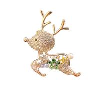 GALPADA Christmas Elk Brooch Pin Lightweight Animal Corsage for Women Fashionable Clothing Decor for Party Wedding Banquet Easy to Wear and Remove Pleasant Color and Brightness Gift