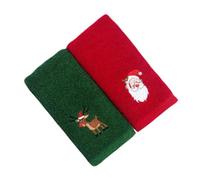 GALPADA Christmas Face Towels Embroidered Cotton Xmas Kitchen Towels Santa Snowman Tree Designs Soft and Fluffy for Holiday Use