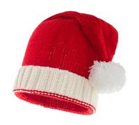 GALPADA Christmas Knitted Wool Hat with Warm Wool Lining, Classic Red and White Santa Beanie Hat for Adults, Covers Head and Ears Tightly, Great Elasticity for Winter Holiday Party