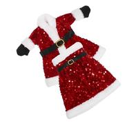 GALPADA Christmas Sequin Wine Bottle Covers Red Plush Dress Style Reusable Holiday Wine Bag Protector for Xmas Year Party Table Decor