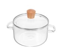 GALPADA Clear Glass Cooking Pot with Dual Handles Multipurpose Home Saucepan for Boiling Noodles Soups Milk and Stews Flat Bottom Design Easy to Clean