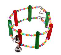 GALPADA Colorful Wooden Bird Ferris Wheel Chew with Bell Medium Hanging Swing for Parrots Interactive Cage Accessory and Attractive Pet