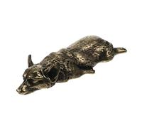 GALPADA Copper Mini Dog Figurine Small Desktop Decor Cute Solid Corgi Statue Craft Home Ornament with Detail and Stable Flat Base