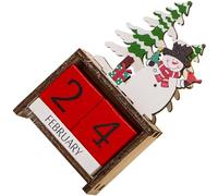 GALPADA Countdown Wooden Calendar Snowman Rotatable Table with Christmas Blocks, Easy to Use Advent for Xmas Decoration Decor and Desktop Home