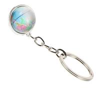 GALPADA Creative Earth Globe Keychain with 3d Glass Cabochon, Metal Planet Pendant Charm for Car and Home Keys, Unique World Map Keyring for Women and Men