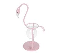 GALPADA Creative Flamingo Shaped Hydroponic Glass Vase with Stable Iron Stand for Office Desktop Decor Compact Modern Plant Container Suitable for Home Study Bedroom