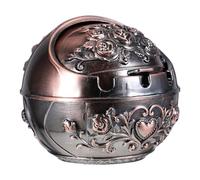 GALPADA Creative Metal Ashtray with Lid Round Portable Cigarette Ash Tray for Living Smokeless Outdoor Use Decorative Bar Accessory with Lid for Clean Environment