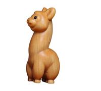 GALPADA Creative Wooden Alpaca Ornament Cute Miniature Animal Figurine for Desk and Home Decor Handcrafted Decorative Alpaca Statue with Fine Details Gift for Office Study Display
