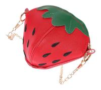 GALPADA Crossbody Bag Easy Carrying Shoulder Bag with Chain Belt Strawberry Shape Red Polyester Cute Novelty Fruit Purse