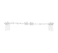 GALPADA Crystal Flower Hair Comb for Brides Silver Wedding Hair Accessory with Soft Chain and Special Occasions