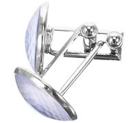 GALPADA Crystal Glass Golf Cufflinks Pair with Metal Frame, Silver Small Suit Studs for Wedding, Business and Casual Shirts, 0.98 X 0.70 Inch for Male Golf Enthusiasts