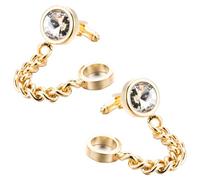 GALPADA Cuff Links with Unique Shape and Chain Design Golden Crystal 1 Pair for Men, Lightweight Environmental Copper Material Anniversary, and Birthday Shirt Accessories for Business