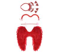 GALPADA Cupid Wings Bow and Heart Headband Set Lightweight Cloth Material for Adults 3 Pcs Comfortable to Wear Unique Design for Themed Gatherings and Cosplay Events